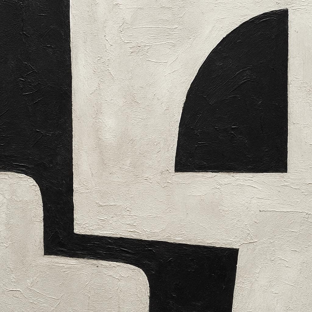 Handmade Textured Geometric Canvas Art, Black White Abstract Painting, Modern Living Room Decor