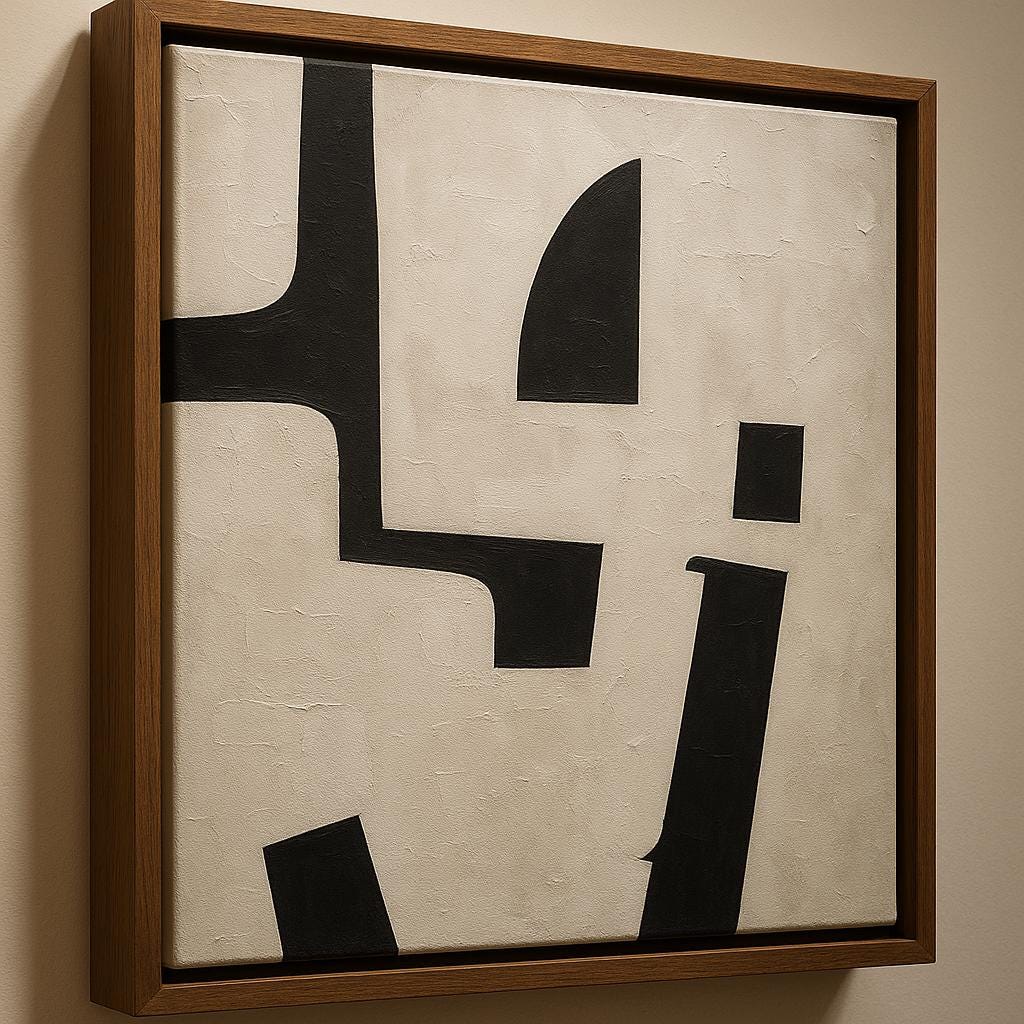 Handmade Textured Geometric Canvas Art, Black White Abstract Painting, Modern Living Room Decor
