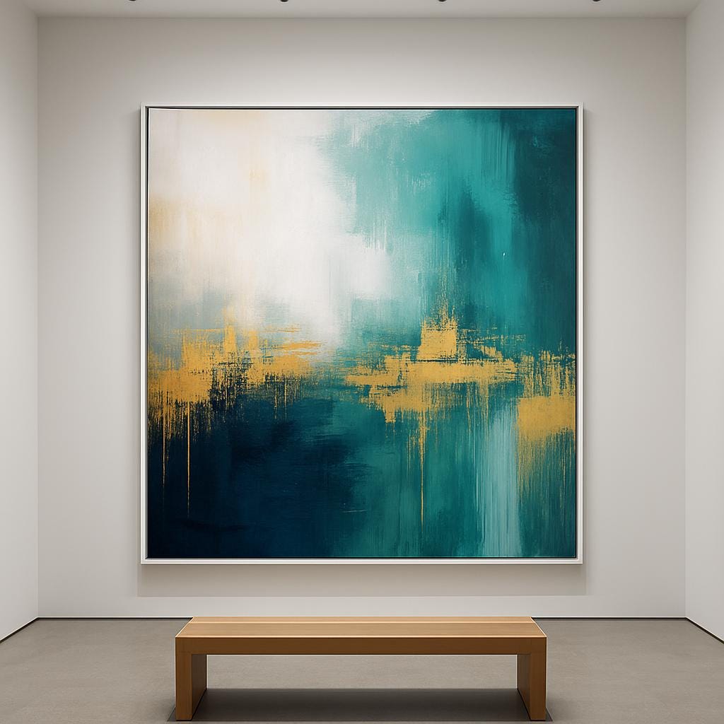 Luxurious Abstract Painting, Teal and Gold Texture Wall Art, Contemporary Canvas, Living Room Artwork, Minimalist Decor