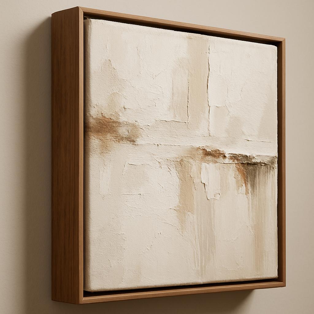 Handmade Textured Abstract Painting, Earthy Beige Living Room Wall Art