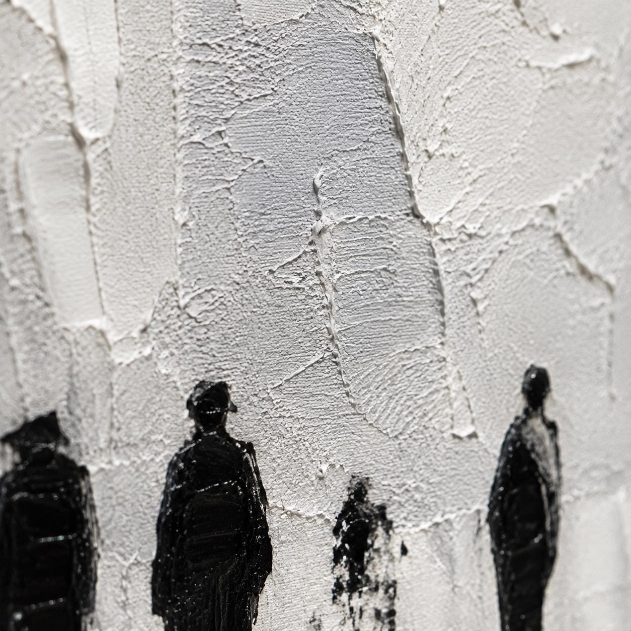 Black and White Abstract Figurative Painting, Minimalist Textured Wall Art, Modern Contemporary Canvas, Monochrome Human Silhouette Artwork