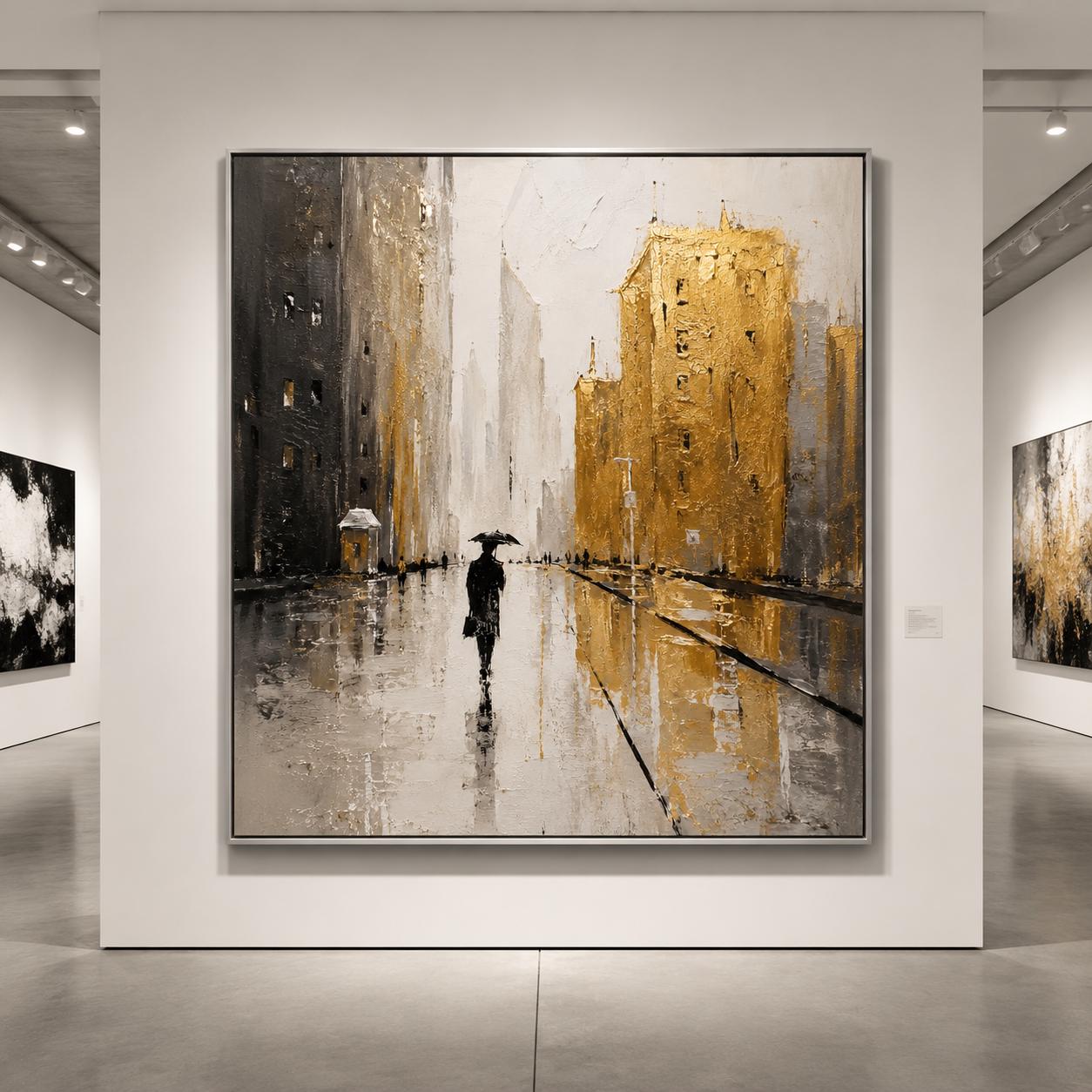 Gold Cityscape Wall Art, Textured Urban Painting, Luxury Skyline Canvas, Modern Abstract City Painting, Black Gold Contemporary Decor