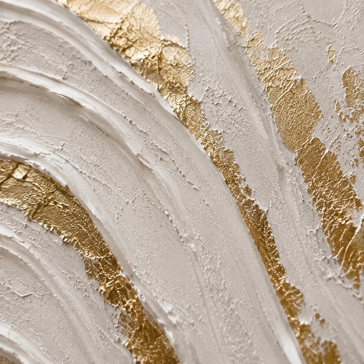 White Gold Abstract Texture Art, Luxury Gold Leaf Wall Art, Modern Minimalist Canvas Painting, Neutral Impasto Artwork