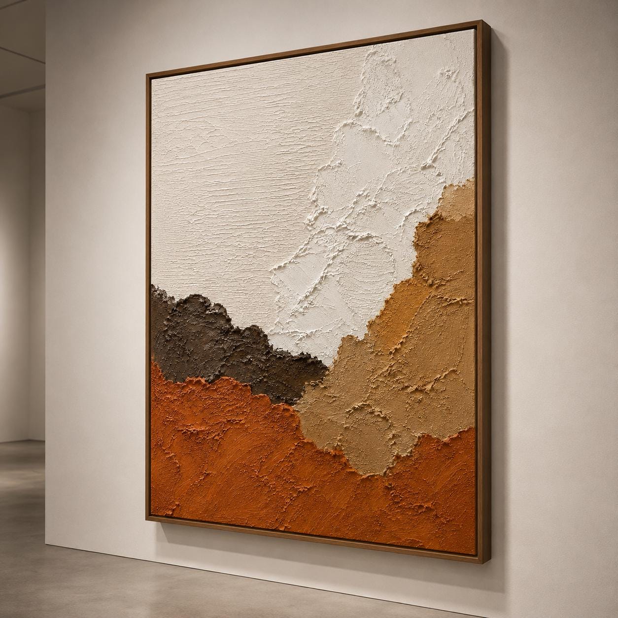 Textured Abstract Landscape Painting, Earth Tone Canvas Art, Modern Neutral Wall Decor, Handmade Impasto Artwork