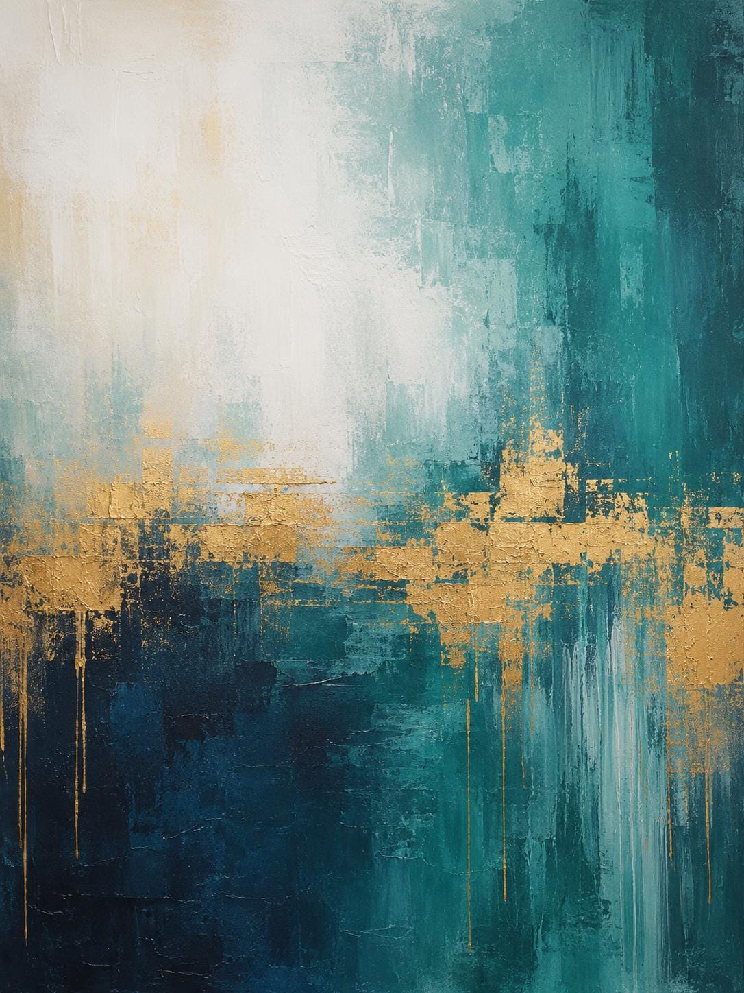Luxurious Abstract Painting, Teal and Gold Texture Wall Art, Contemporary Canvas, Living Room Artwork, Minimalist Decor