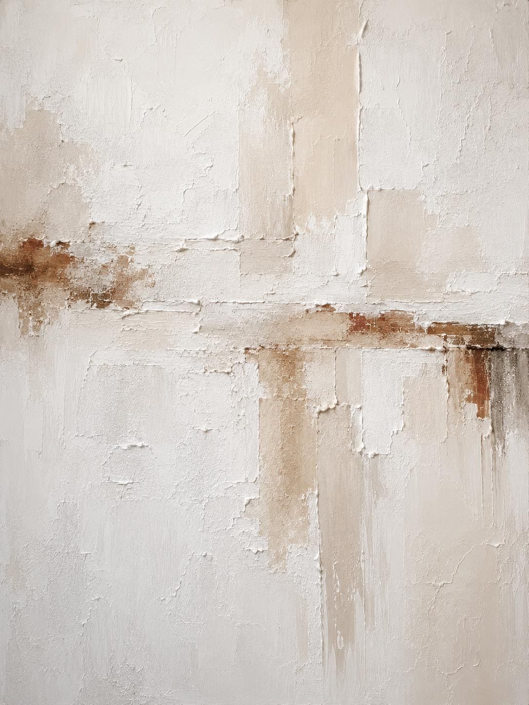 Handmade Textured Abstract Painting, Earthy Beige Living Room Wall Art