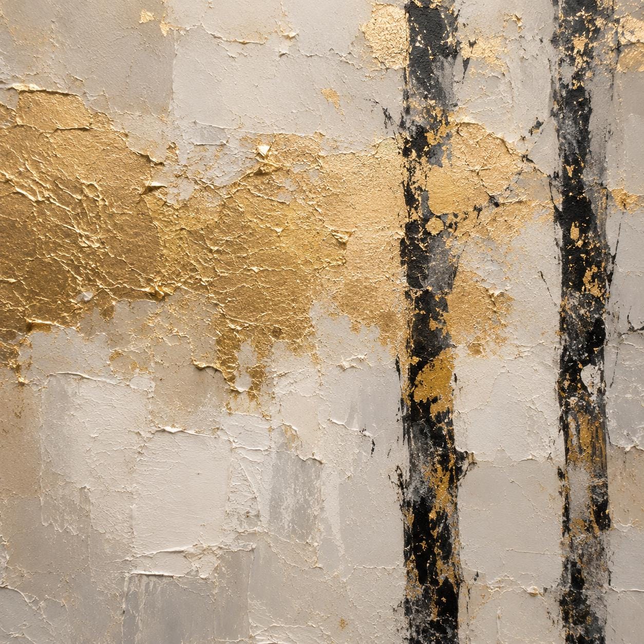 Abstract Vertical Lines Canvas Art, Gold Reflective Textured Painting, Modern Minimalist Decor